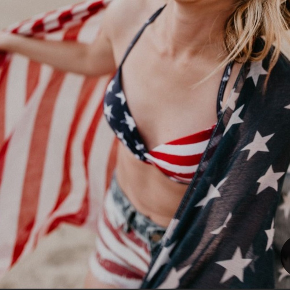 Patriotic American Flag Bikini Swim Top